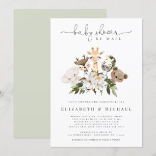 Blommigten Baby Shower by Mail Animals Faux Guld Inbjudningar