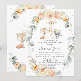 Blommigten Baby Shower by Mail för Gult Animals Inbjudningar