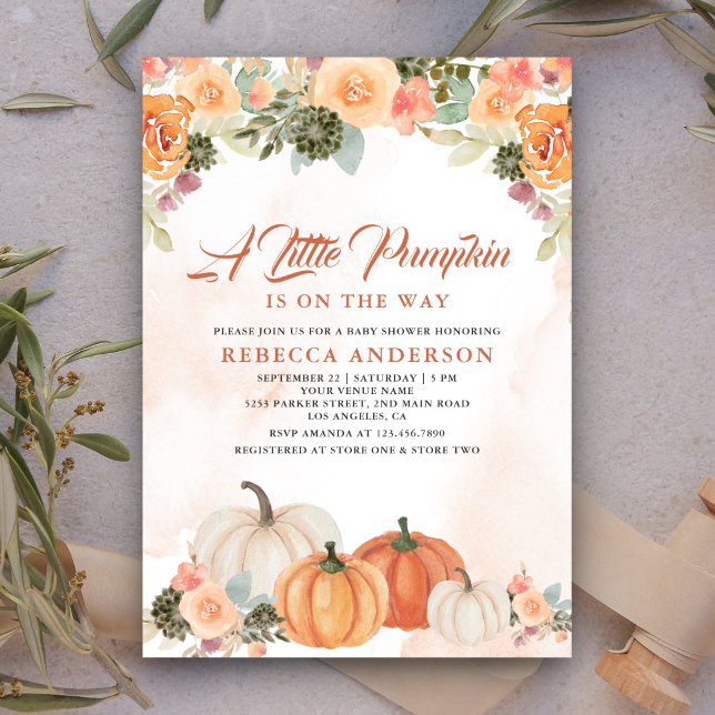 Blommigten Baby Shower för en liten Pumpkin Rustic Inbjudningar (Skapare uppladdad)