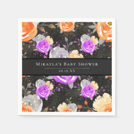 Blommigten Baby Shower för Halloween-Vintage Pappersservett