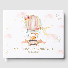 Blommigten Baby Shower för luftballong Cute Animal Gästböcker