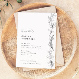 Blommigten Baby Shower för modern Elegant Wildblom Inbjudningar