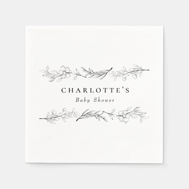 Blommigten Baby Shower för modern Elegant Wildblom Pappersservett (Framsidan)