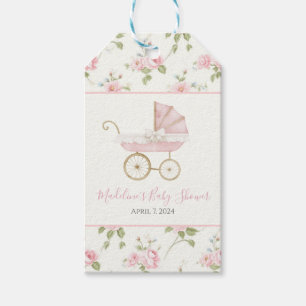 Blommigten Baby Shower för Preppy Southern Rosa Gi Presentetikett