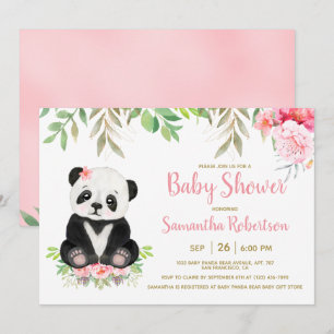 Blommigten Baby Shower för  Rosa för  för spjutspe Inbjudningar
