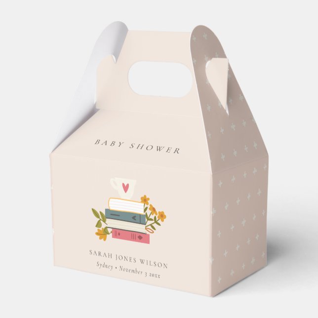Blommigten Baby Shower för  staplade storybooks Presentaskar (Baksidan Sidan)