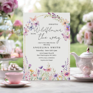 Blommigten Baby Shower för vår lilla Wildblomma Inbjudningar