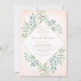 Blommigten Baby Shower för vattenfärgen Greenery P Inbjudningar