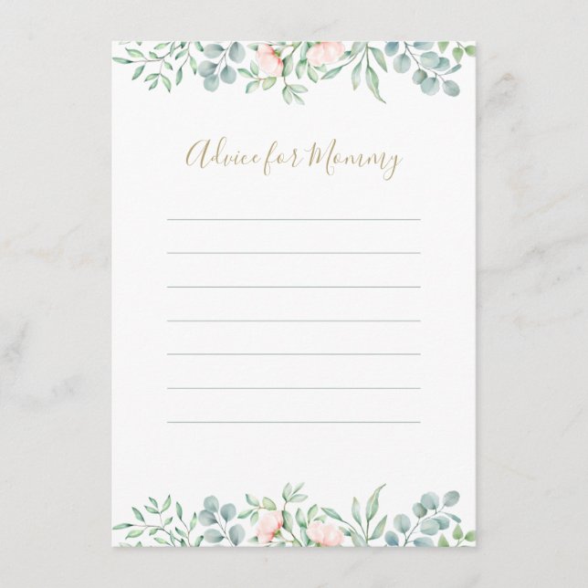 Blommigten Baby Shower för vattenfärgen Greenery P Rådkort (Framsida)