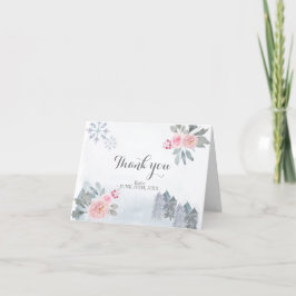 Blommigten Baby Shower för vinterRosa - Tack-kort Tack Kort
