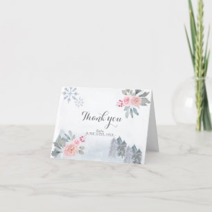 Blommigten Baby Shower för vinterRosa - Tack-kort Tack Kort