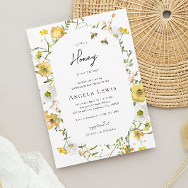 Blommigten Baby Shower  Little Honungsbi Gult Inbjudningar
