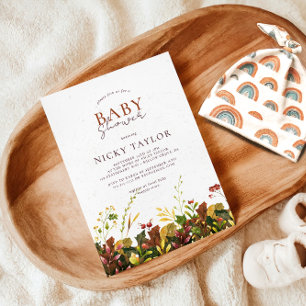 Blommigten Baby Shower på hösten i snö Inbjudningar