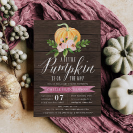 Blommigten Baby Shower på hösten Pumpkin Wood & Ro Inbjudningar