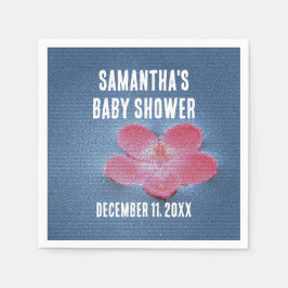 Blommigten Baby Shower Rosa Flower Blue Vatten Pappersservett