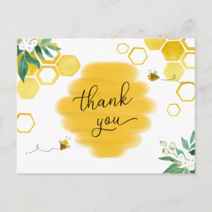 Blommigten Baby Shower Tack Postcard för honungsbi Vykort