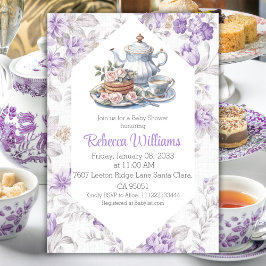 Blommigten Baby Shower Tea Party Lavender Garden Inbjudningar