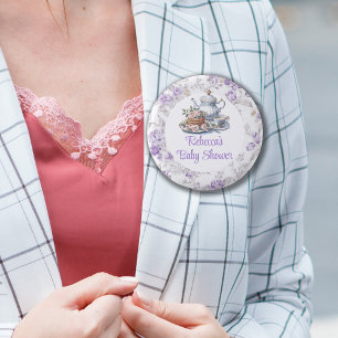 Blommigten Baby Shower Tea Party Lavender Garden Knapp