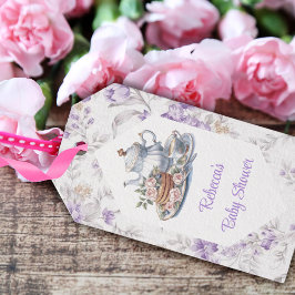 Blommigten Baby Shower Tea Party Lavender Garden Presentetikett