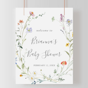 Blommigten Baby Shower (vild Multifärgad, babykläd Poster
