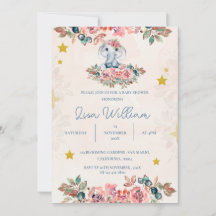 Blommigten Babykläder för Cute Elephant Blue Peach