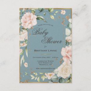 Blommigten Babykläder för elegantens blå vattenfär Inbjudningar