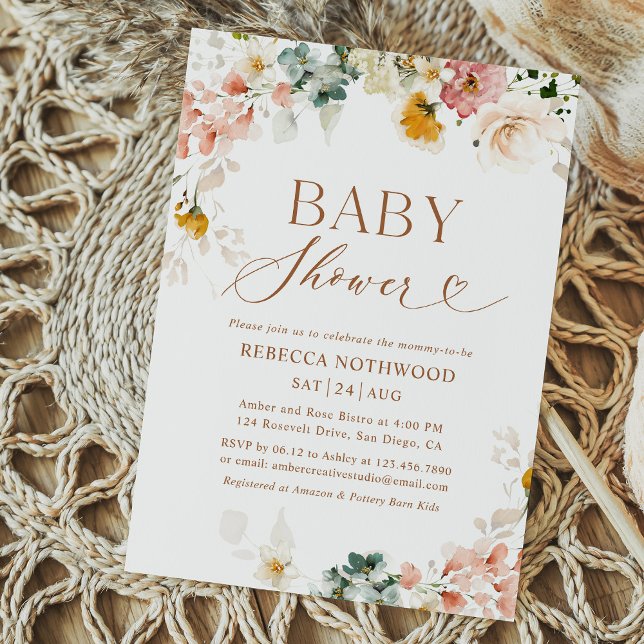 Blommigten Babykläder för elegantens vattenfärgsfä Inbjudningar (Skapare uppladdad)