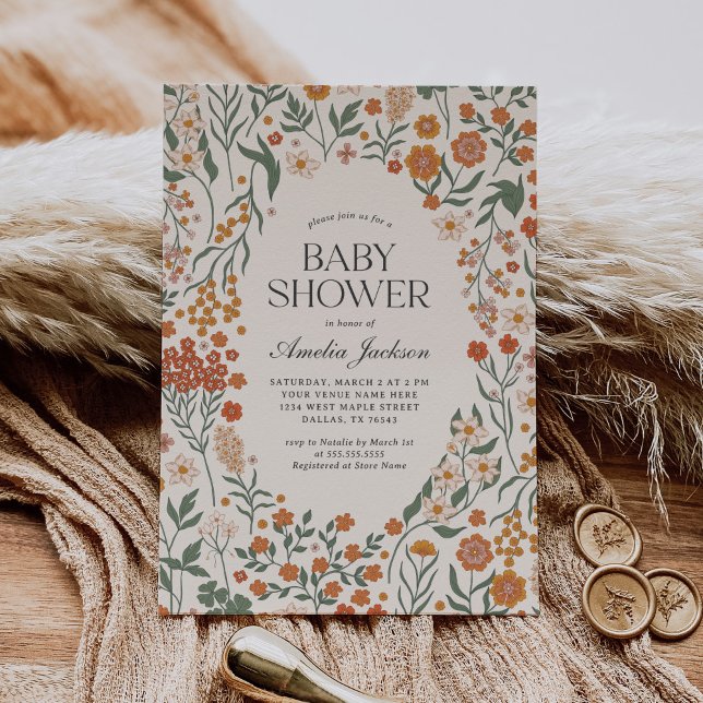 Blommigten Babykläder för Retro-Vintage Inbjudningar (Skapare uppladdad)