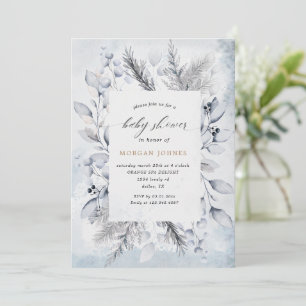 Blommigten Babykläder för vinterblå Elegant Inbjud