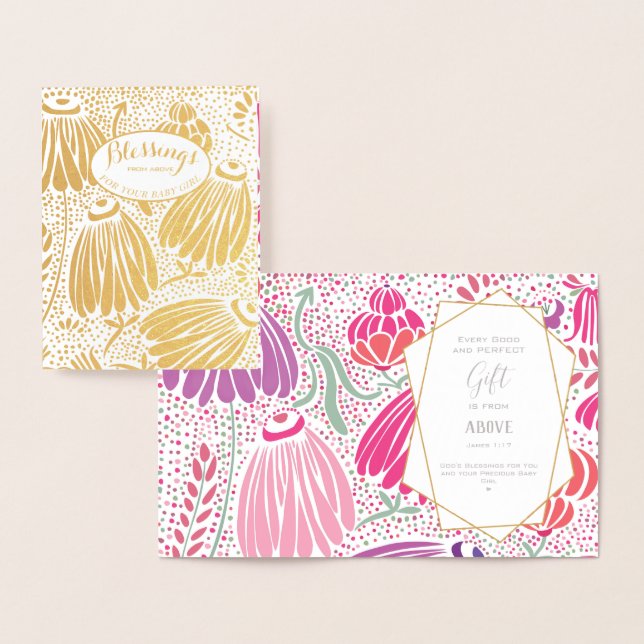 Blommigten Babykläder i riktig guldgolv, babykläde Folierat Kort (Display)