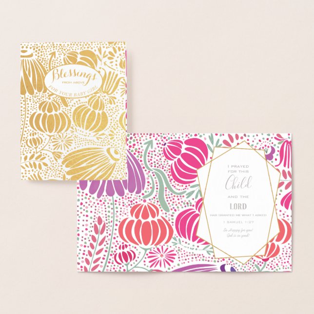 Blommigten Babykläder i riktig guldgolv, babykläde Folierat Kort (Display)