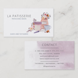 Blommigten Bakery Pastry Chef för Modern Watercolo Visitkort