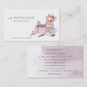 Blommigten Bakery Pastry Chef för Modern Watercolo Visitkort