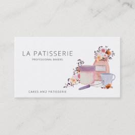 Blommigten Bakery Pastry Chef för Modern Watercolo Visitkort