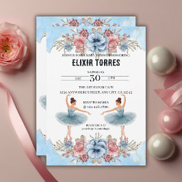 Blommigten Ballerina Baby Shower för utspädningsbl Inbjudningar