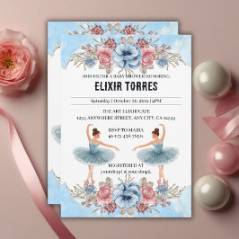 Blommigten Ballerina Baby Shower för utspädningsbl Inbjudningar