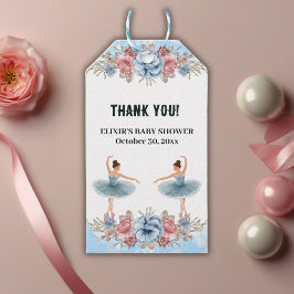 Blommigten Ballerina Baby Shower för utspädningsbl Presentetikett