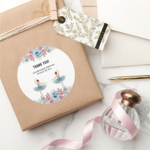 Blommigten Ballerina Baby Shower för utspädningsbl Runt Klistermärke