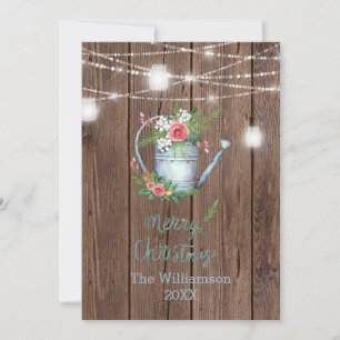 Blommigten Barn Wood Push Script God jul Julkort