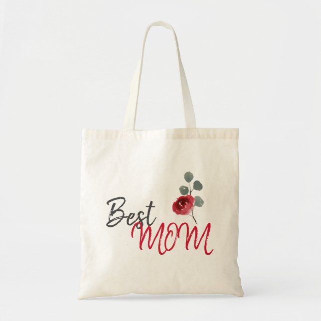 Blommigten Bästa Mamma-Mor`S-vattenfärg Tygkasse (Framsidan)