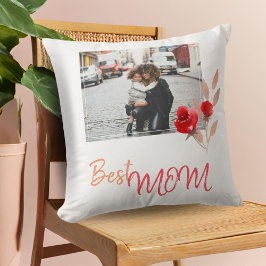 Blommigten Bästa Mamma-skript, vattenfärgsblomma,  Kudde