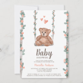 Blommigten Bebisdusch för utspädd nalle Inbjudningar