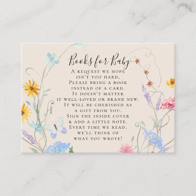 Blommigten Bee Bokar Baby Shower för Wildblommor W Tilläggskort (Framsida)