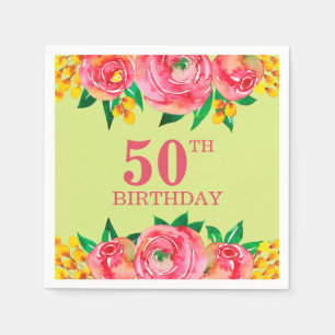 Blommigten Begränsa vattenfärgsfärg för Shock rosa Pappersservett