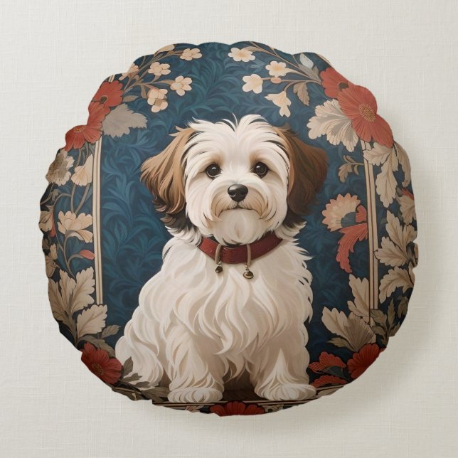 Blommigten BeSnyval Havanese Hund William Morris Rund Kudde (Framsidan)