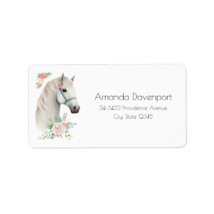Blommigten BeSnyval White Horse Boho Adressetikett