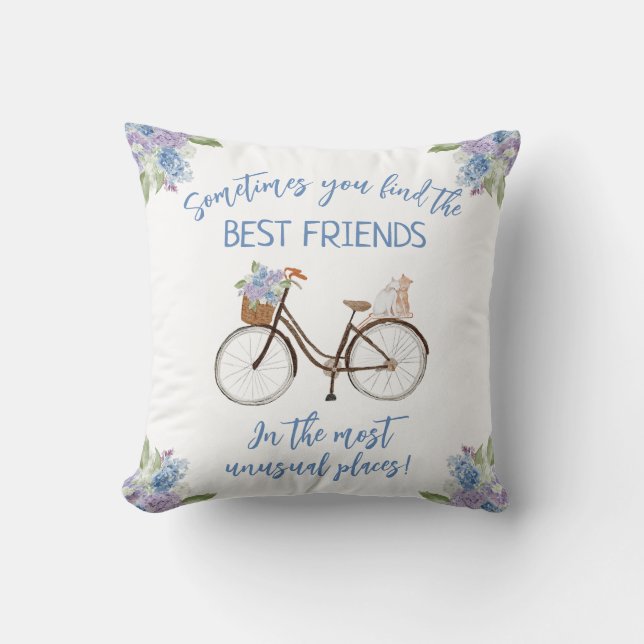 Blommigten Best Friends Bike and Cats Kudde (Framsida)