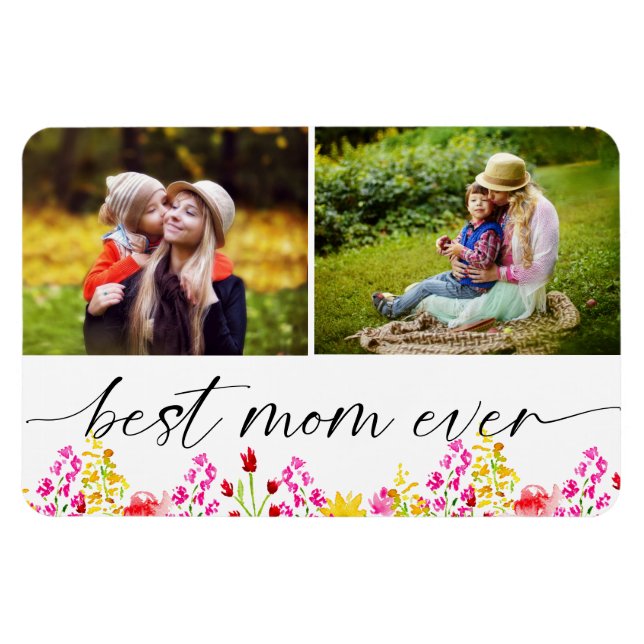 Blommigten Best Mamma ant Mors dag Photo Collage Magnet (Horisontell)