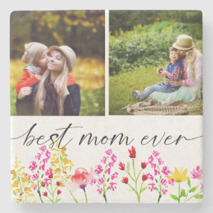 Blommigten Best Mamma ant Mors dag Photo Collage Stenunderlägg