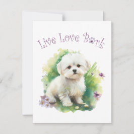 Blommigten Bichon Hund Mamma Anteckningskort
